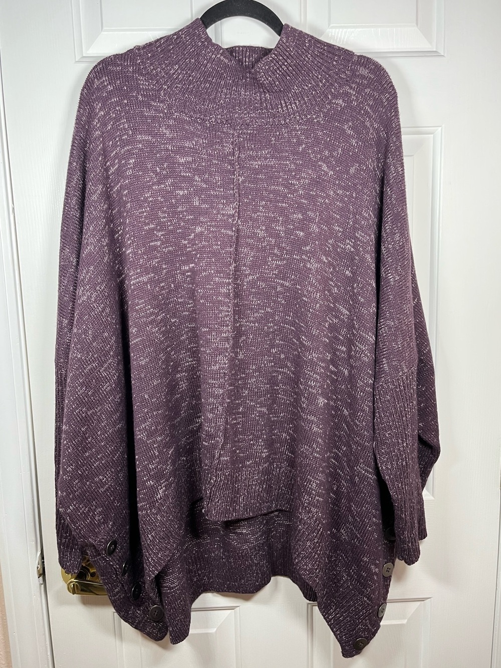 Indigo Thread Co Cozy Marled Purple Knit Poncho Sweater